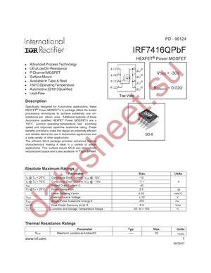 IRF7416QPBF datasheet  